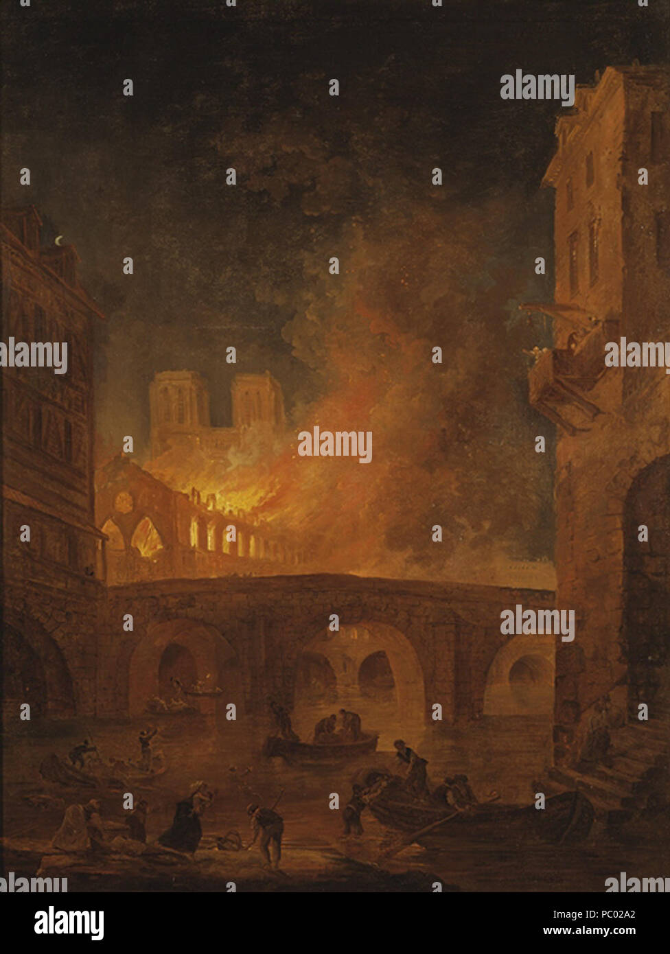 286 Hubert Robert - Il fuoco dell'Hôtel-Dieu di Parigi 1772 Foto Stock