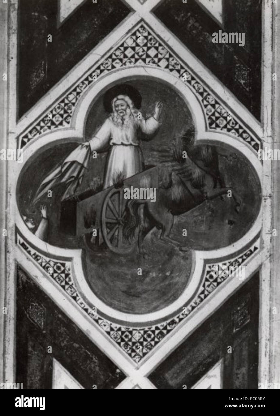 245 Giotto, motivo decorativo 12 Elia sul carro di fuoco Foto Stock