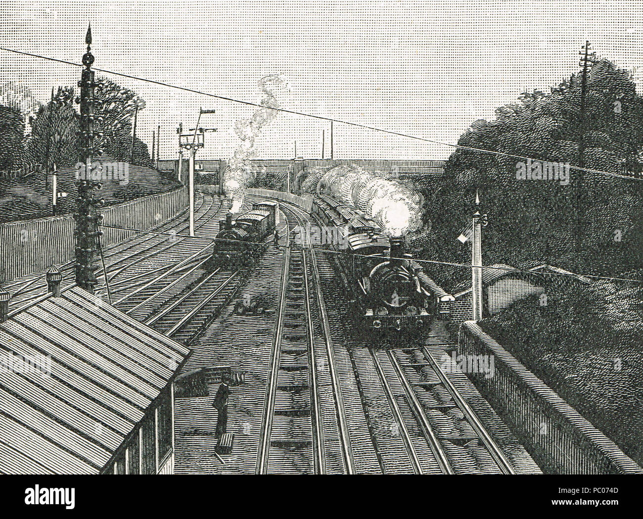 Il Flying Dutchman passando la stazione di Acton a sessanta miglia per ora, sul percorso verso il basso della Great Western Railway nel XIX secolo Foto Stock