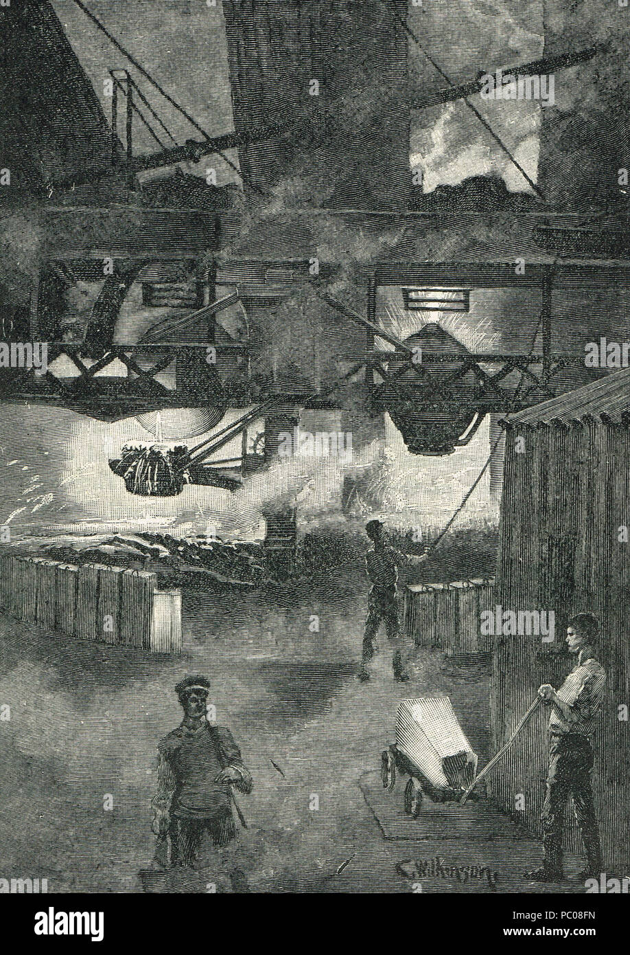 Processo di Bessemer, il cast e la soffiatura Foto Stock
