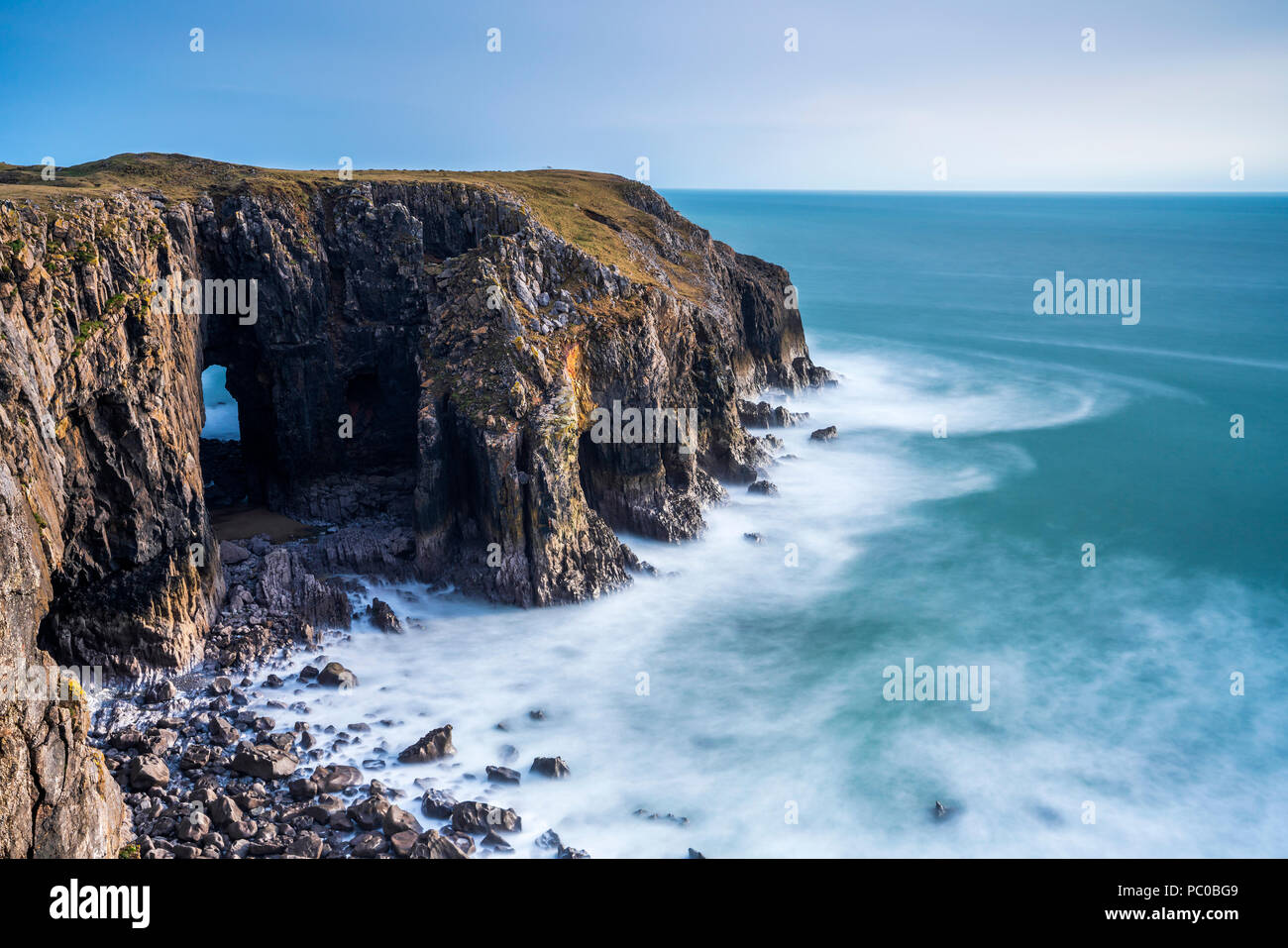 St Govan la testa, Il Pembrokeshire Coast National Park, Bosherston, Wales, Regno Unito Foto Stock