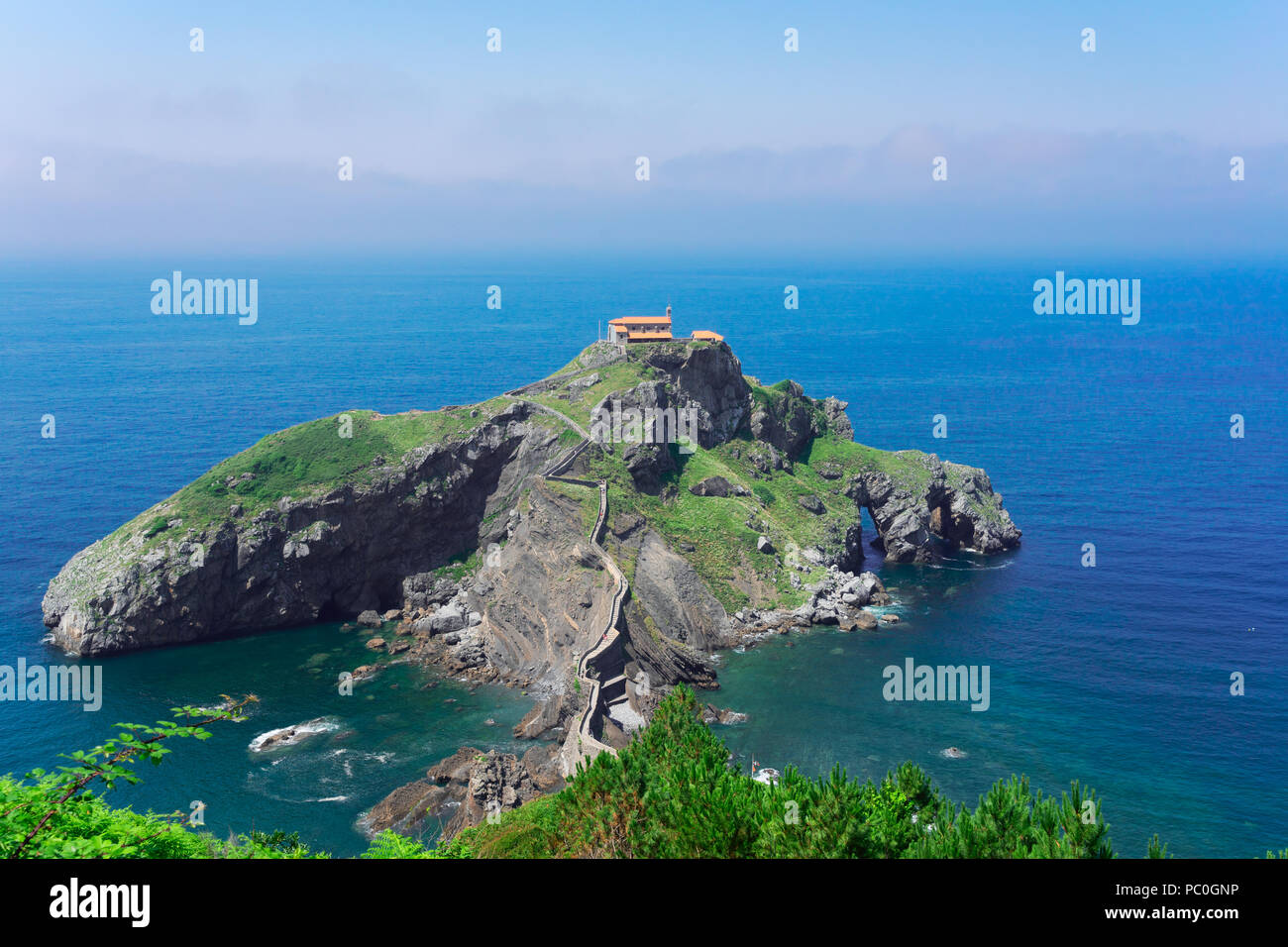 San Juan de Gaztelugatxe isola, Pais Vasco Spagna Foto Stock