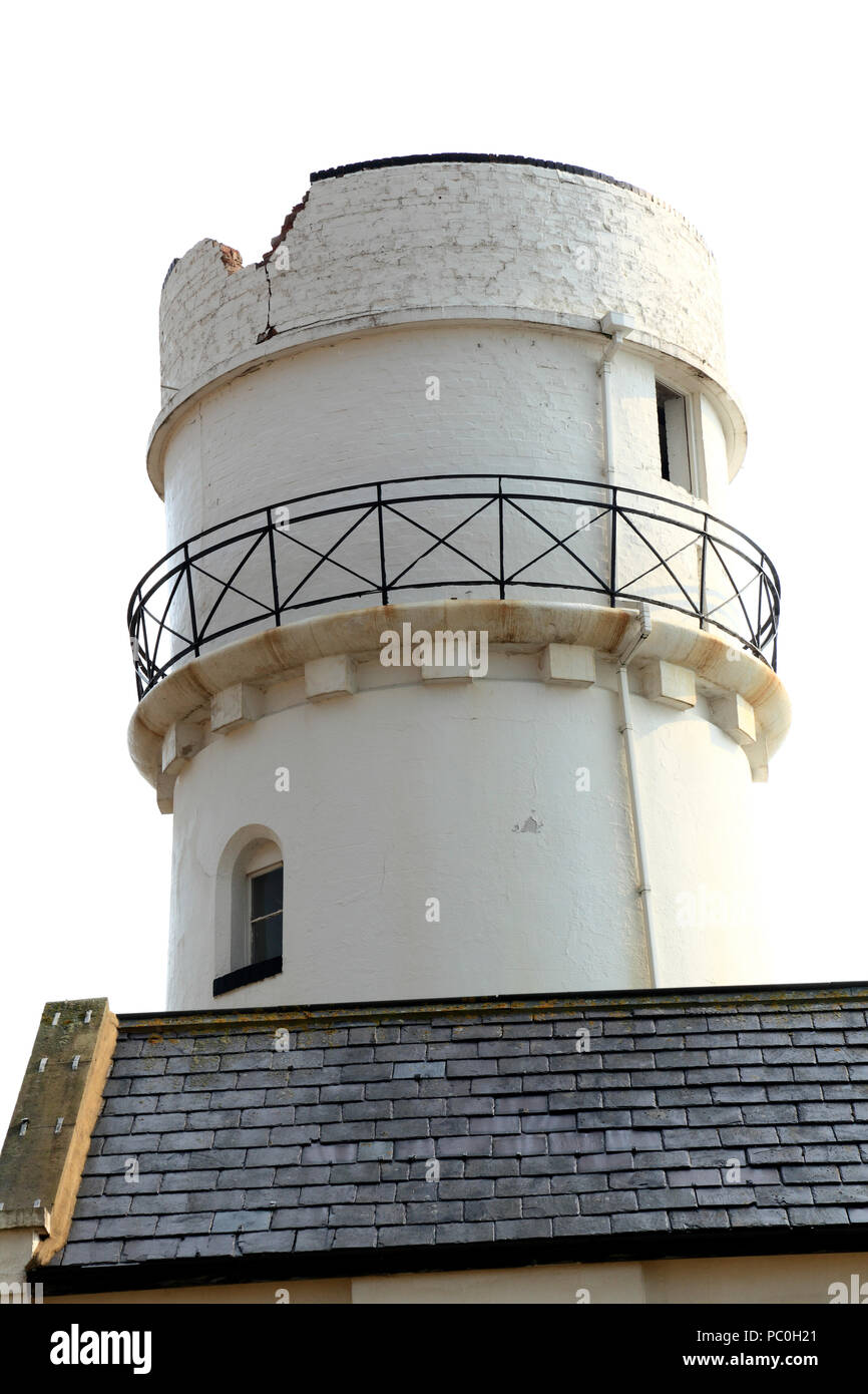 Hunstanton faro, colpito da un fulmine, danni strutturali, la sommità della torre Foto Stock