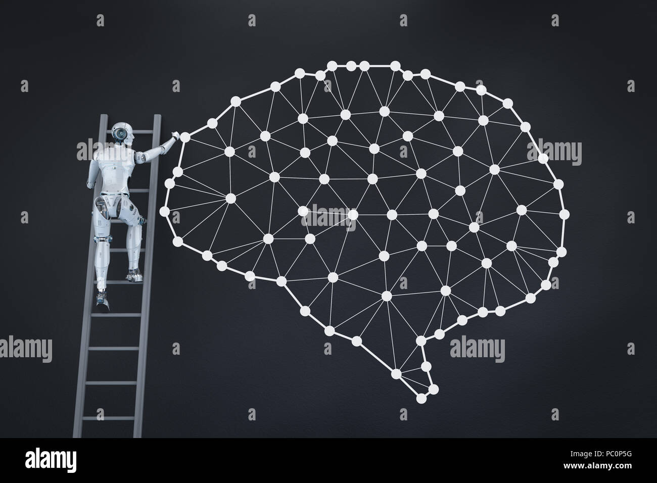3D rendering robot con ia tecnologia del cervello Foto Stock