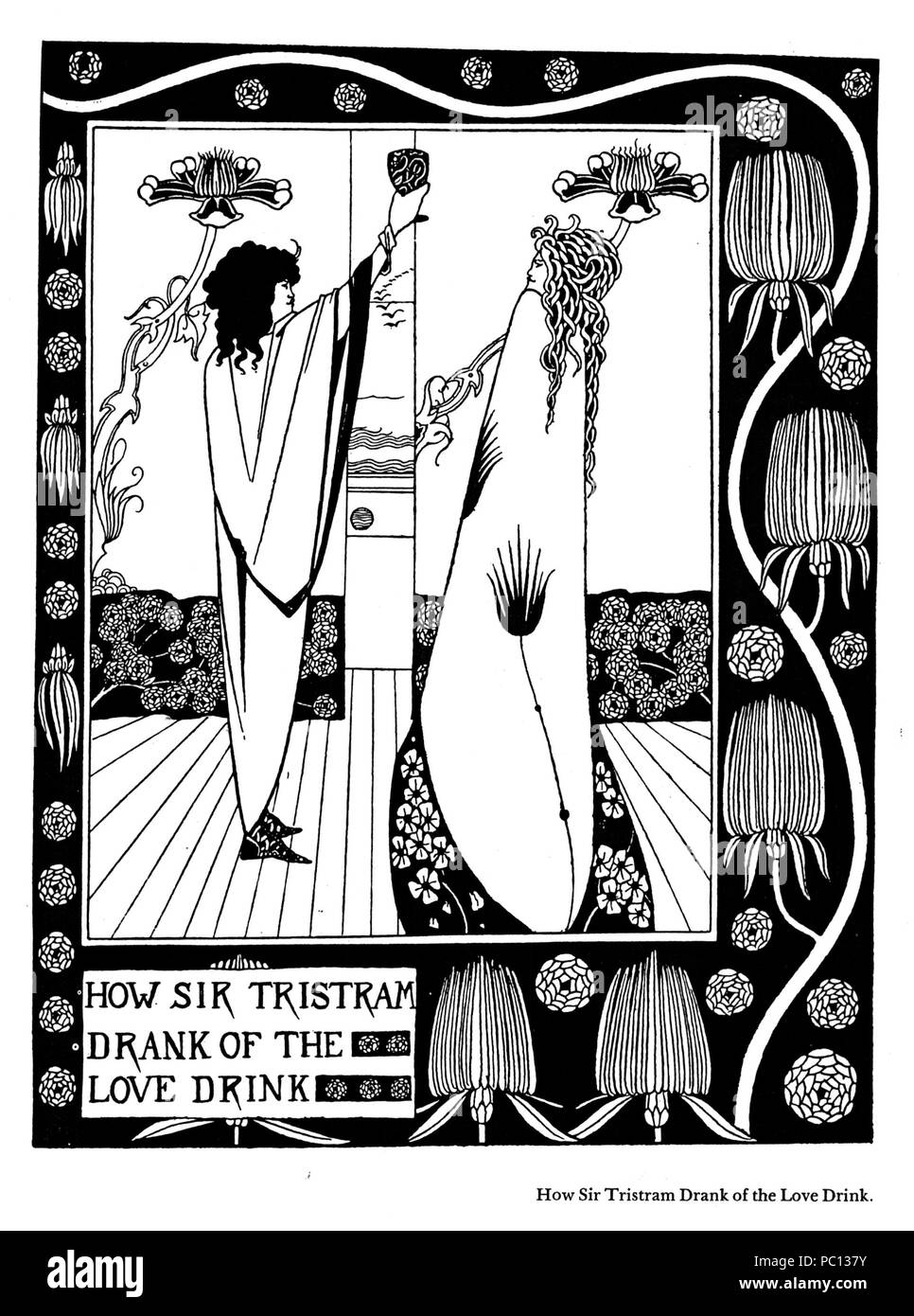 286 Come Sir Tristram bevuto dell'amore Bere - da Aubrey Beardsley Foto Stock