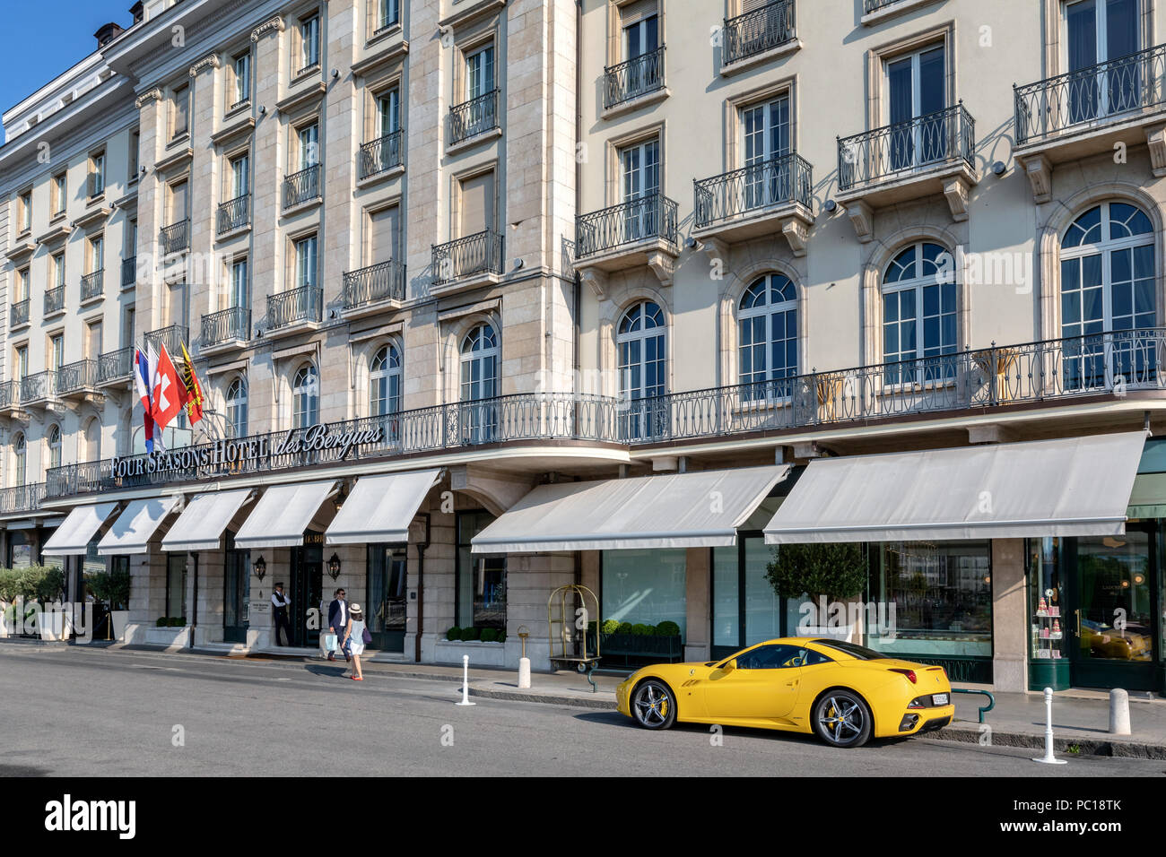Four Seasons Hotel des Bergues Ginevra, Svizzera Foto Stock