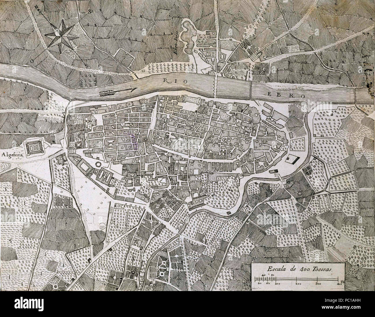 488 topográfico Plano de la Ciudad de Zaragoza Foto Stock