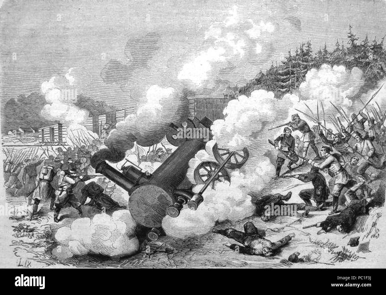 491 Polacco gennaio insorti deragliare militare russo dei trasporti a Czyżewo 1863 Foto Stock