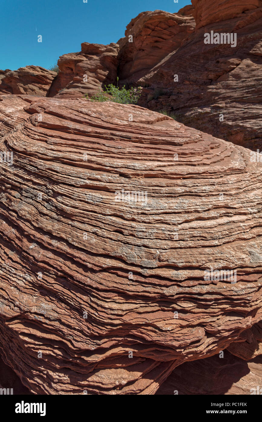 Esfoliante arenaria Navajo a ferro di cavallo Bend, Glen Canyon National Recreation Area, Page Arizona Foto Stock