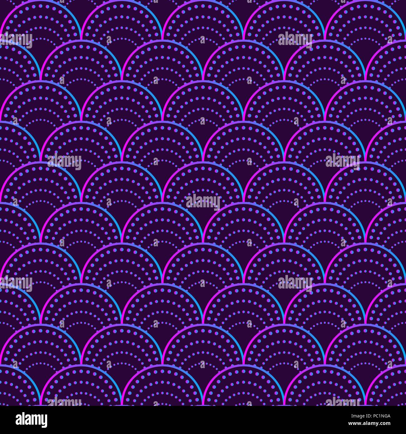 Mermaid pattern di coda, seamless pattern con cerchi, tradizionale ornamento orientali, viola squame di pesce. Illustrazione Vettoriale Illustrazione Vettoriale