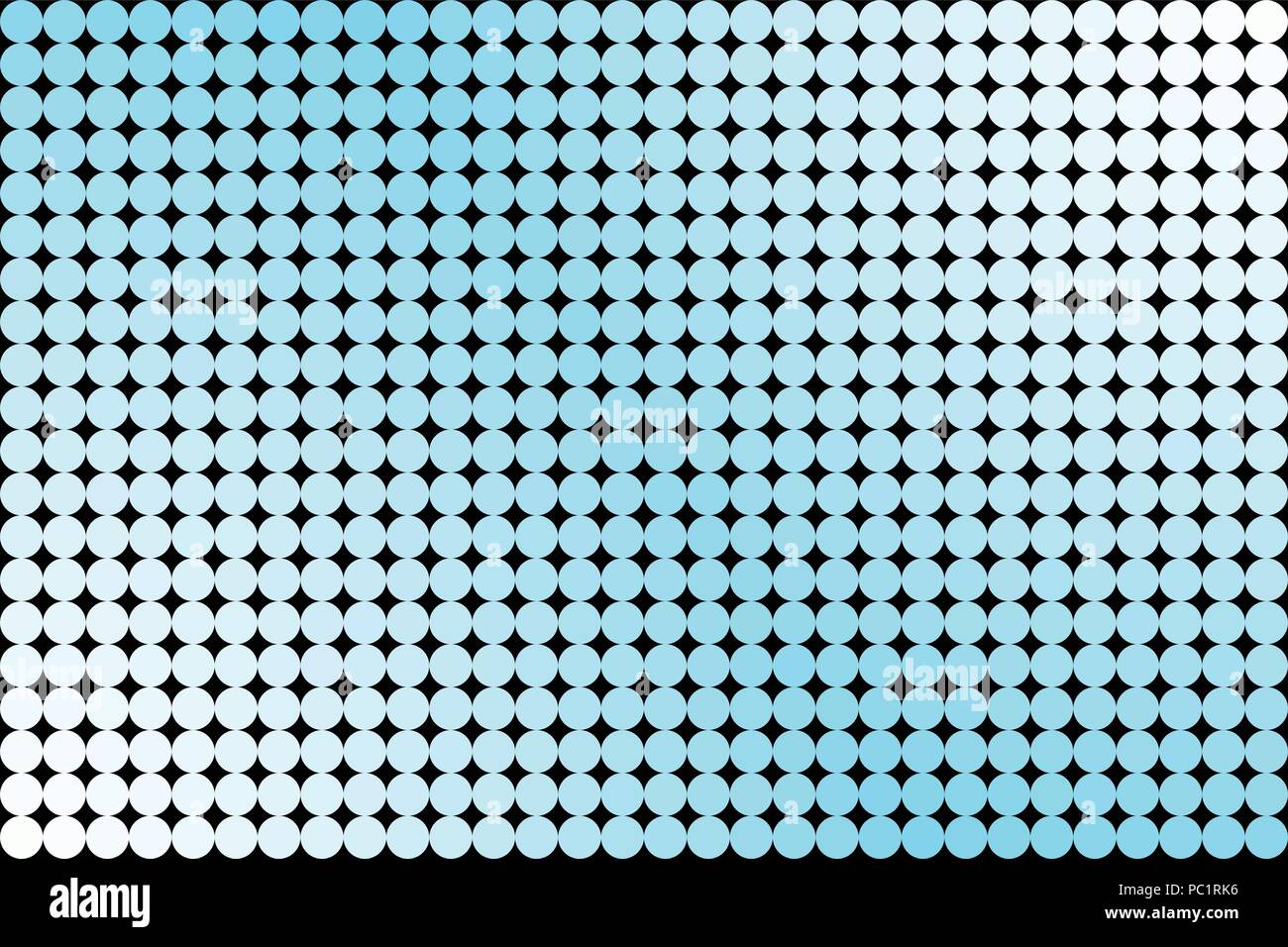 Illustrazione vettoriale di una texture fatta di luce i cerchi blu su sfondo nero. Illustrazione Vettoriale