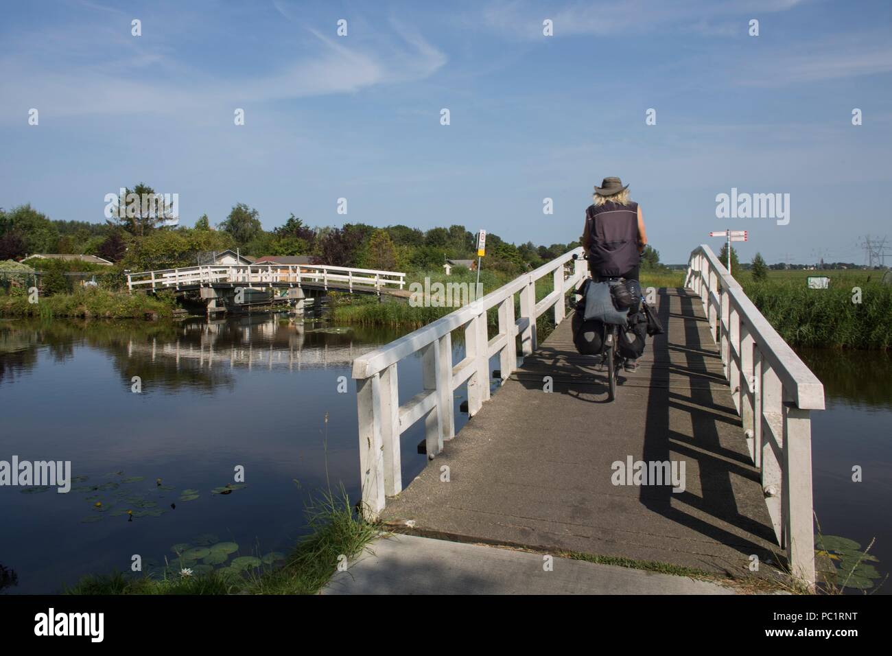 Canali e ponti nella zona Amsterdam Nord Foto Stock