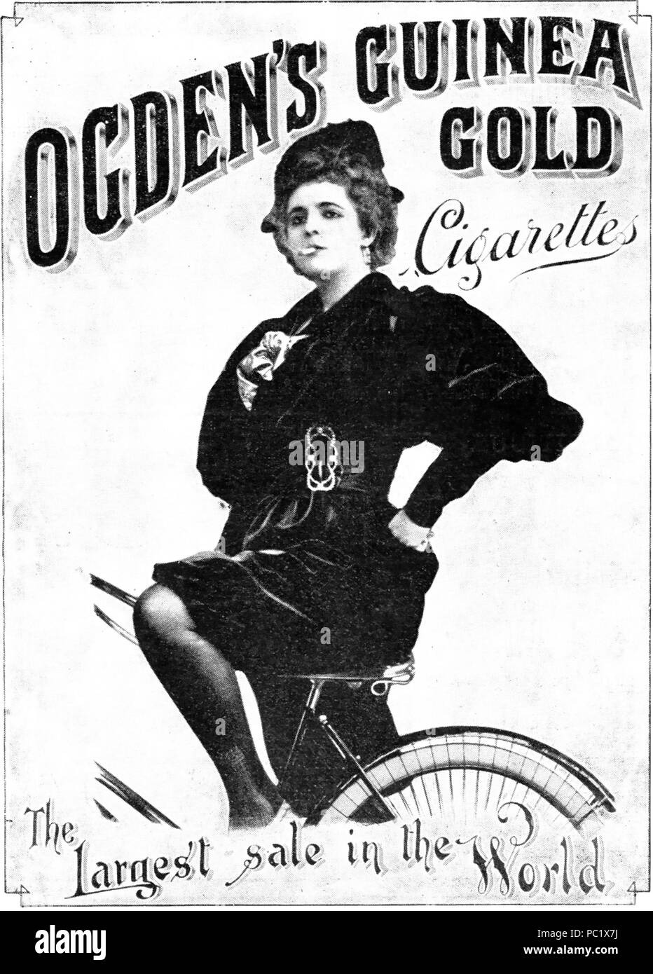 OGDEN LA GUINEA sigaretta oro annuncio circa 1890. Un marchio che normalmente hanno mostrato di royalty, i politici e gli sportivi nella sua pubblicità e carte Foto Stock