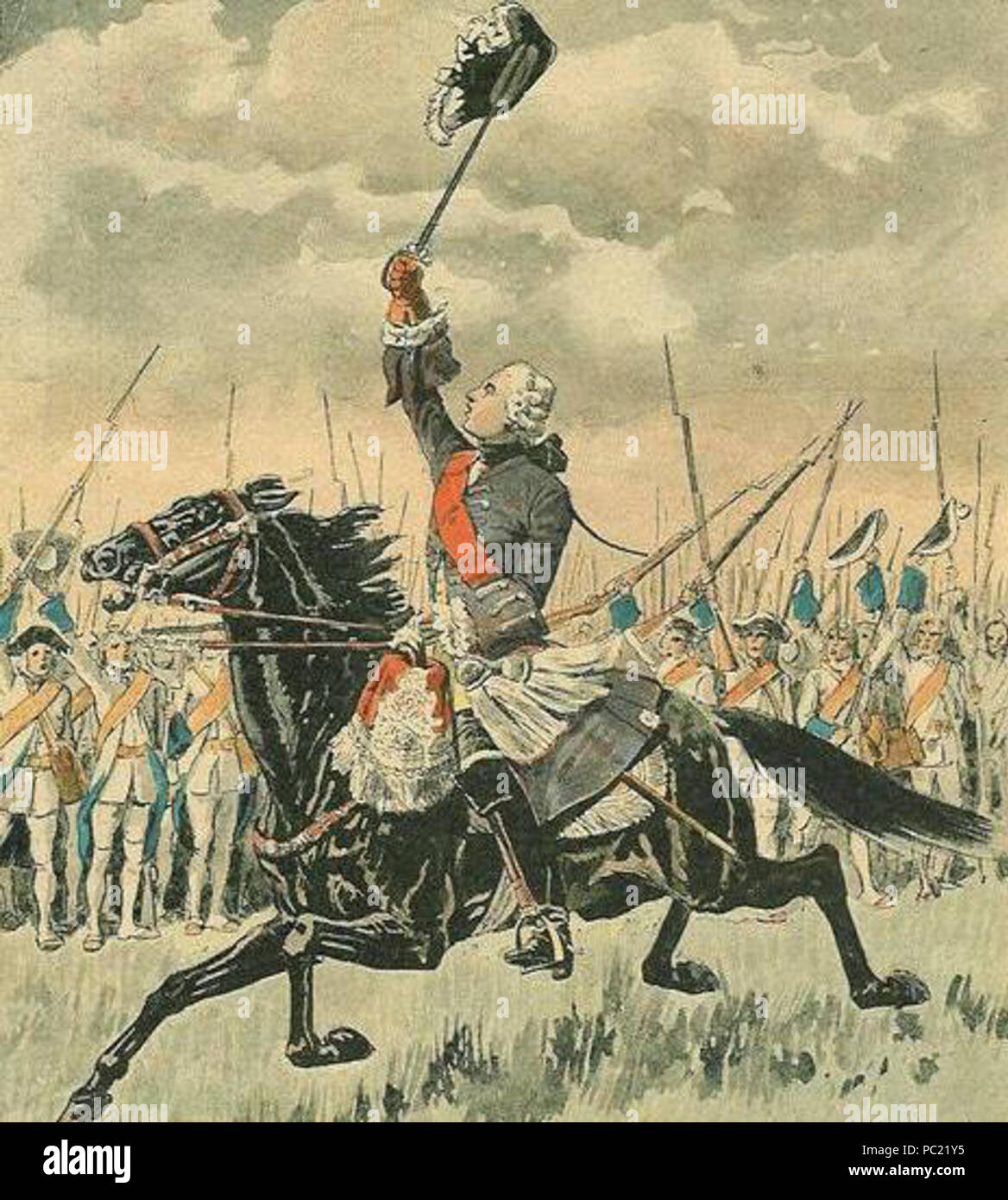 383 Generale Levis incoraggiando il suo esercito francese alla battaglia di Sainte-Foy Foto Stock