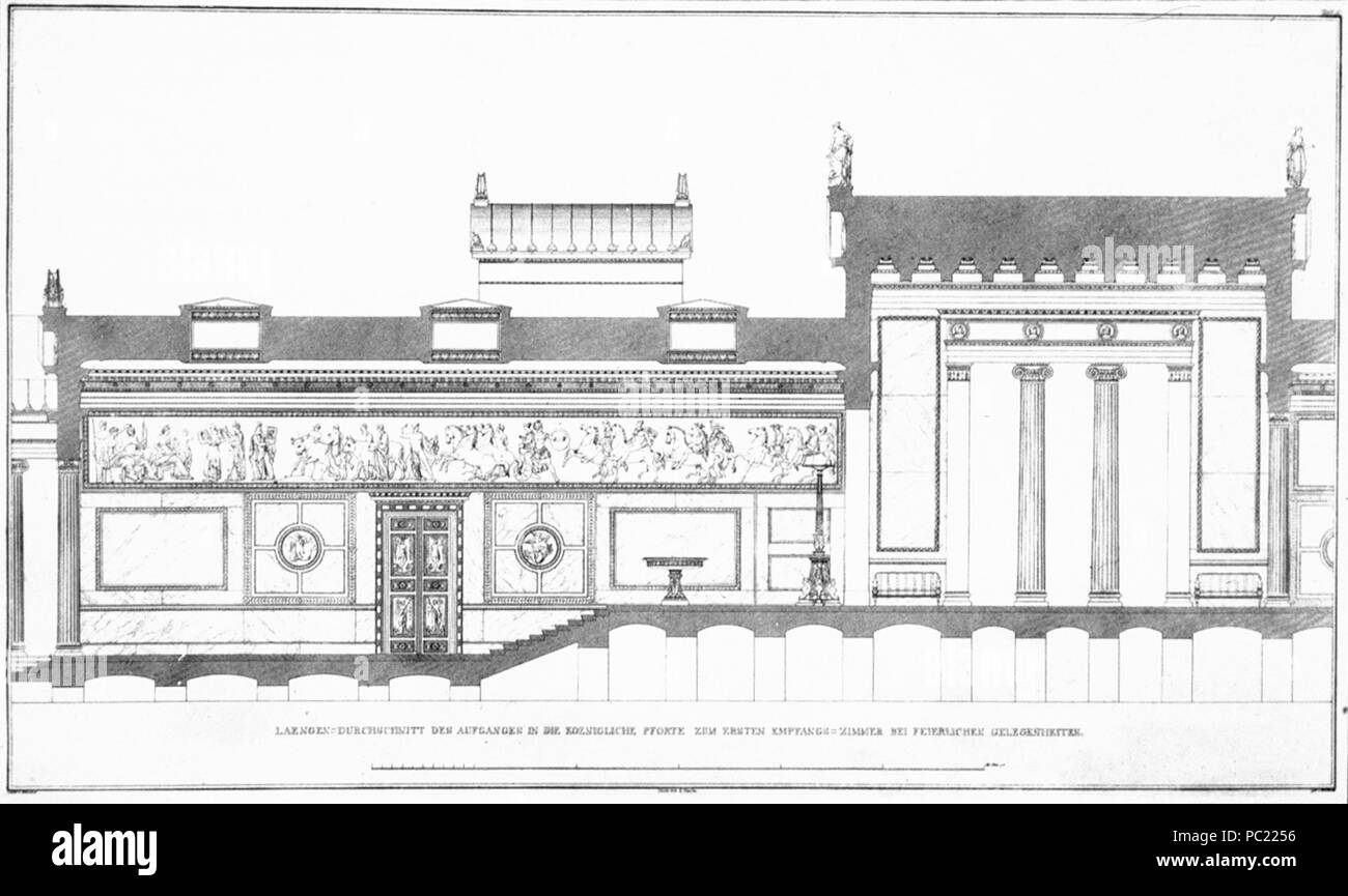 546 Schinkel - Acropolis Palace - Längsschnitt königlicher pista Foto Stock