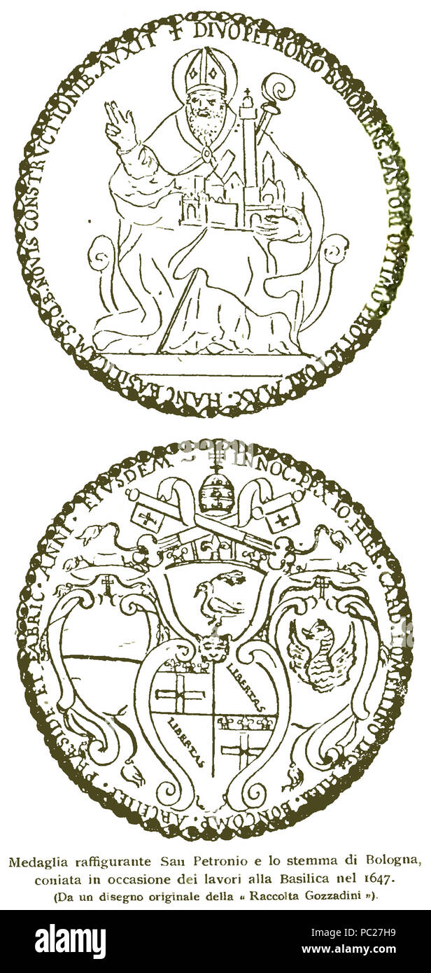 409 Medaglia San Petronio Stemma di Bologna 1647 Foto Stock