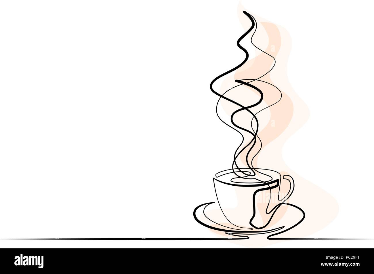 Continuo Di Una Linea Disegno Della Tazza Di Caffe Illustrazione Vettoriale Immagine E Vettoriale Alamy