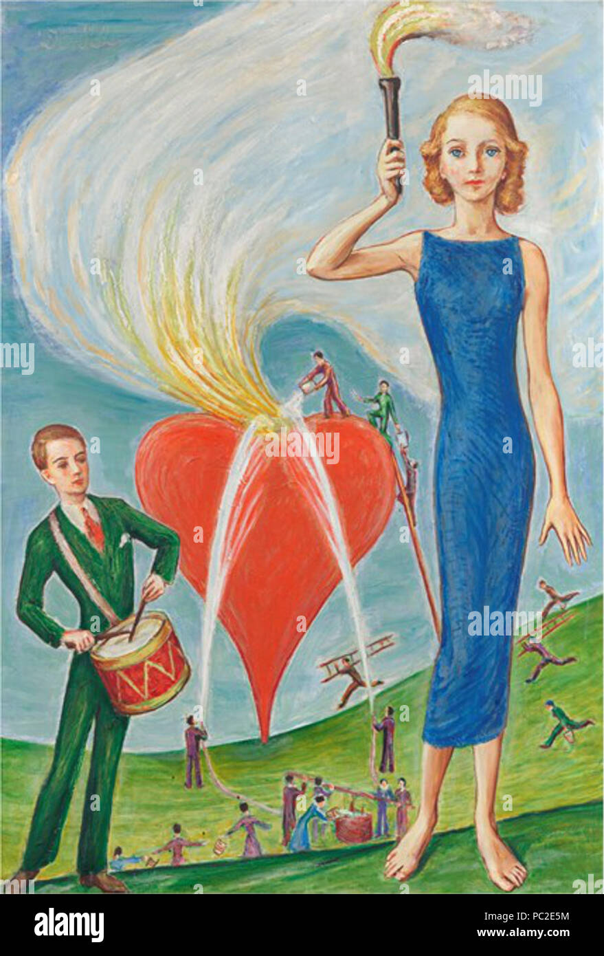 446 Nils-dardel-flickan-med-facklan-och-det-brinnande-hjartat-1931 Foto Stock
