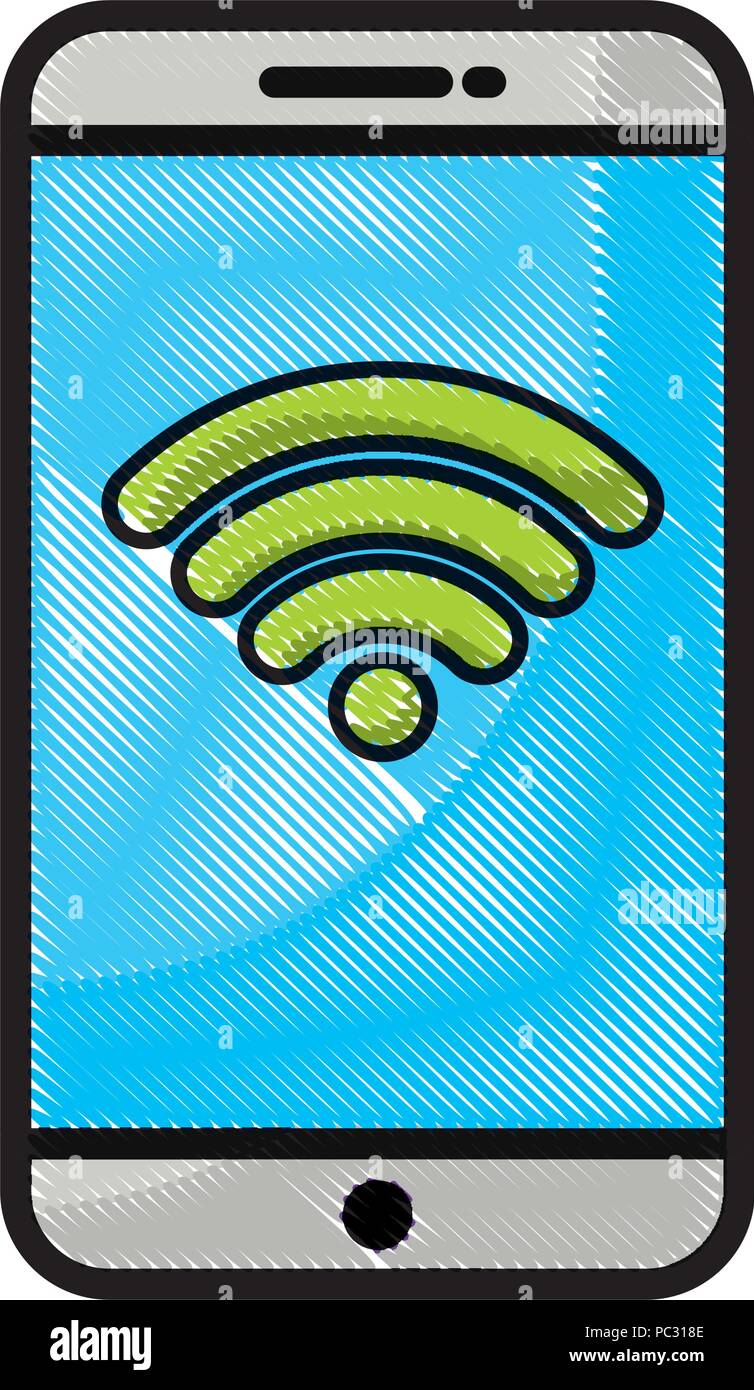 Telefono cellulare con il simbolo wifi su sfondo bianco, illustrazione  vettoriale Immagine e Vettoriale - Alamy