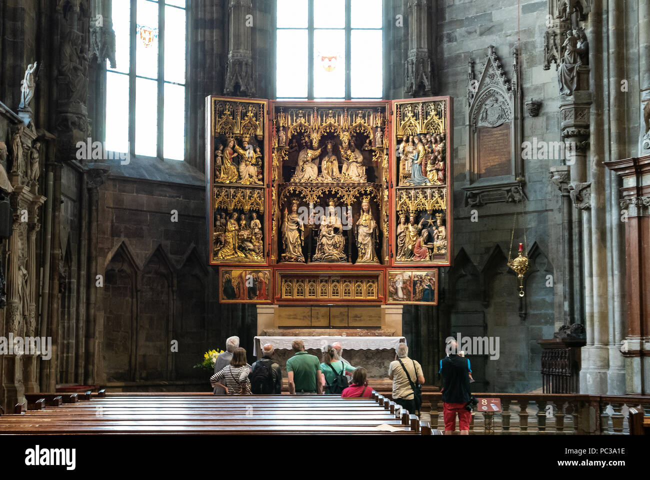 Wiener Neustädter altare in Stephansdom, la madre della Chiesa Cattolica Romana l Arcidiocesi di Vienna e la sede dell'Arcivescovo di Vienna, Foto Stock