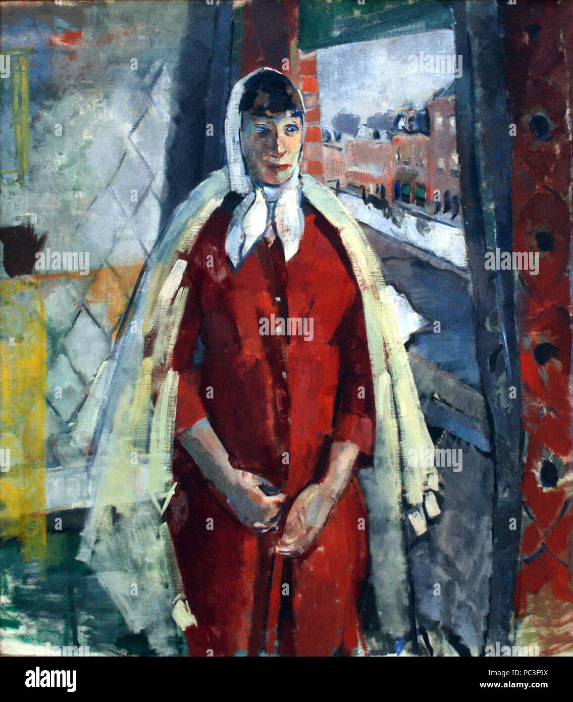 94 Donna alla finestra Foto Stock