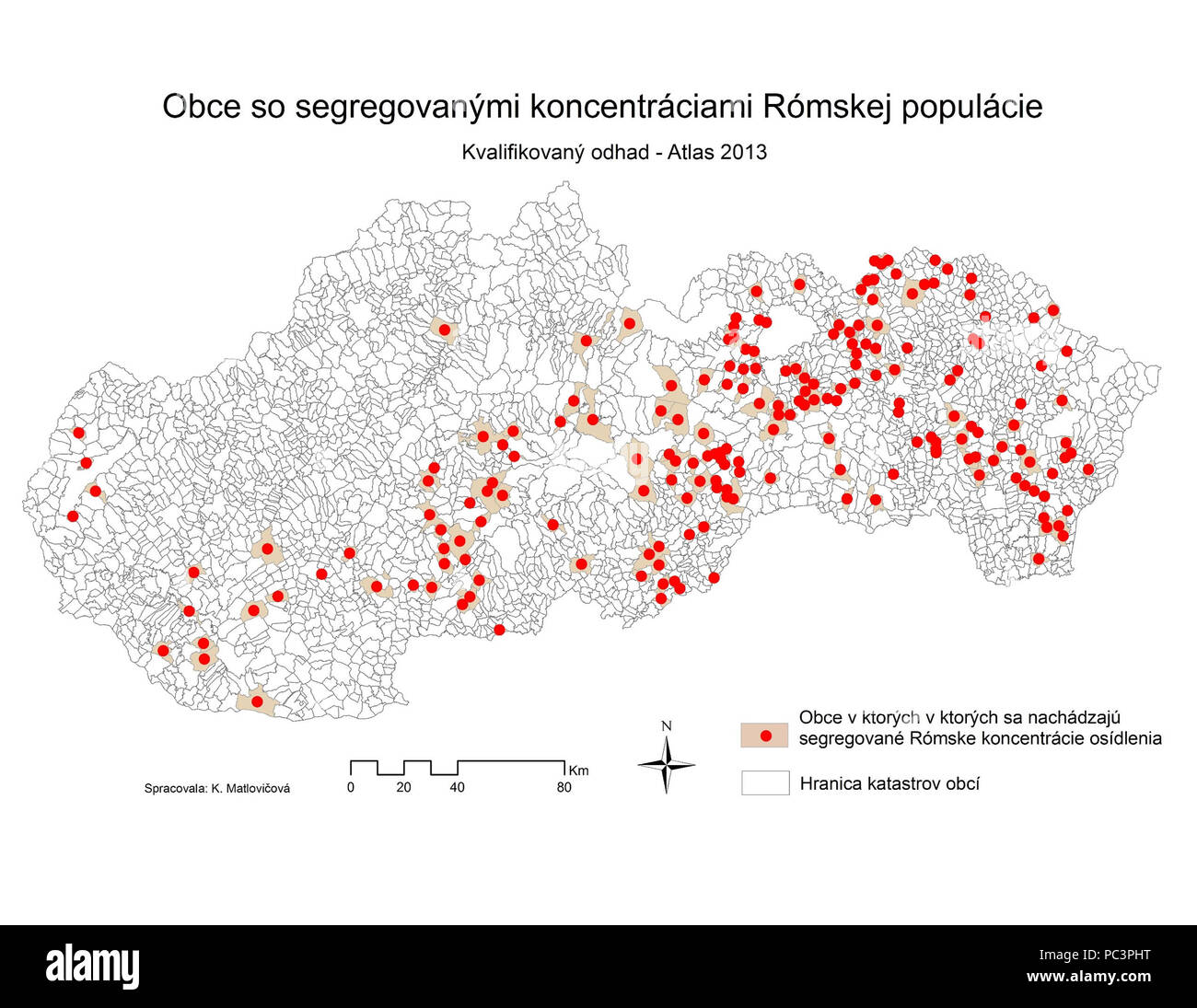 550 Segregovane koncentracie Rómov na Slovensku v roku 2013 Foto Stock