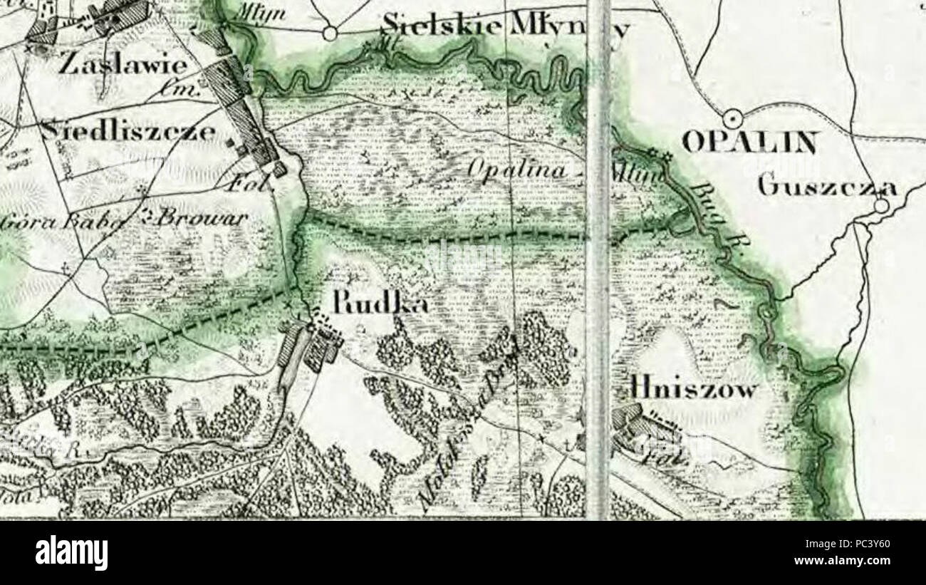 530 Rudka na mapie topograficznej Krolestwa Polskiego 1839 (2) Foto Stock