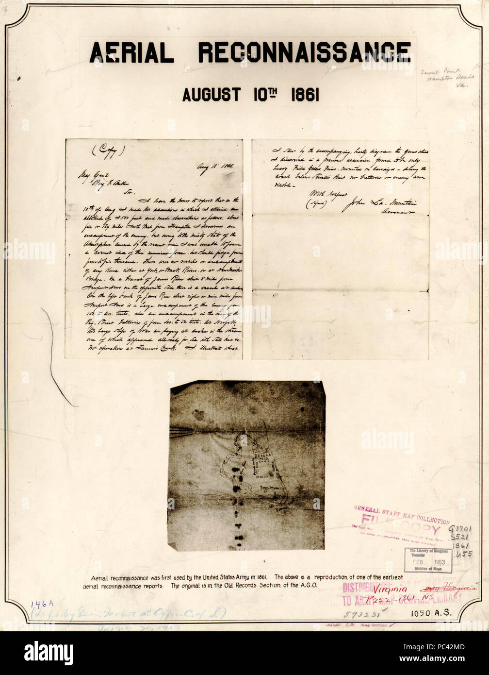 La ricognizione aerea, Agosto 10th, 1861 - (Sewells Point, Virginia) Foto Stock