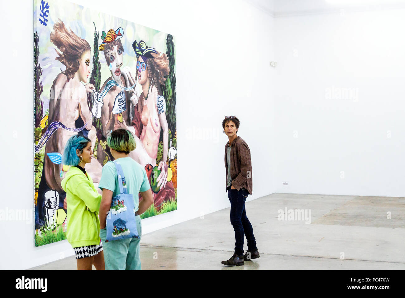 Miami Florida,Wynwood,Rubell Family Collection,collezionista privato,Art Basel Week,gallerie d'arte,interni,contemporanei,grandi dipinti,Allison Foto Stock