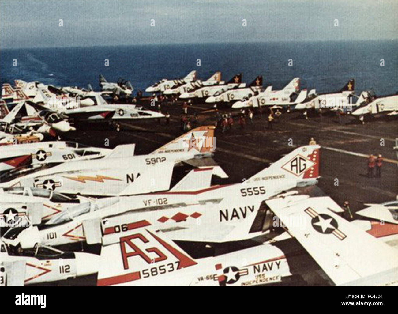 Dopo il ponte di volo della USS Indipendenza (CV-62) c1973. Foto Stock