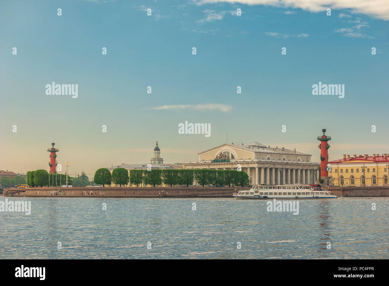 San Pietroburgo dello skyline della città a colonna rostrale, San Pietroburgo, Russia Foto Stock