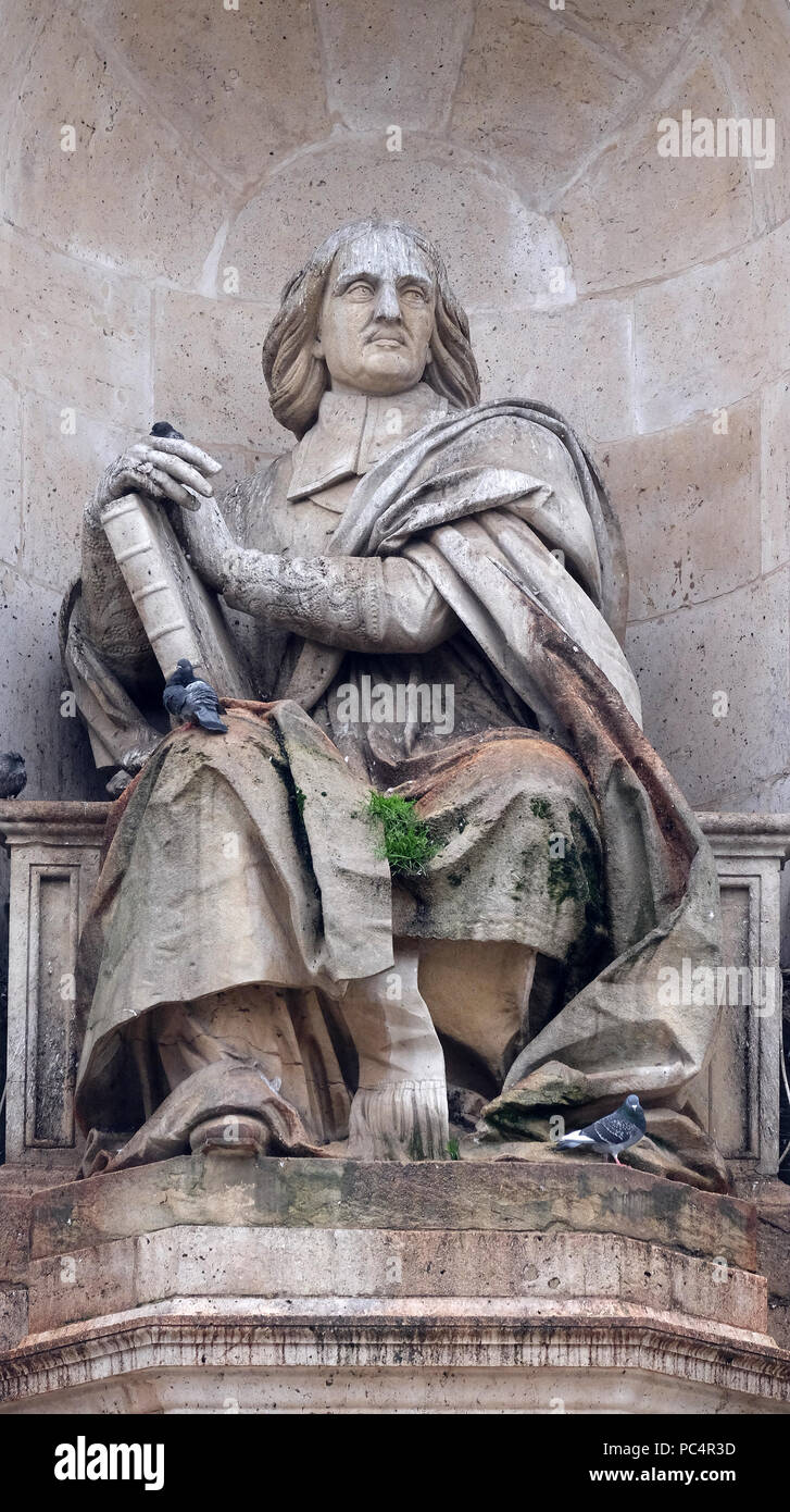 Bossuet da Jean Jacques Feuchere, Fontana dei sacri oratori, Place Saint Sulpice a Parigi, Francia Foto Stock