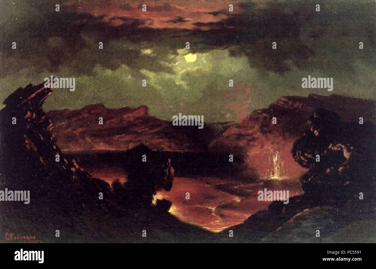 37 Charles Furneaux - Olio su tela, 16 x 24 in, 'il Kilauea', Christie's Foto Stock