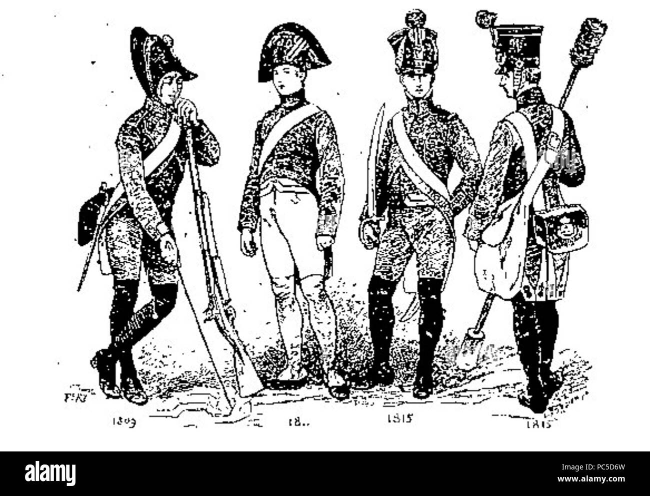 664 Évolution uniforme polytechnique 1809-1815 Foto Stock