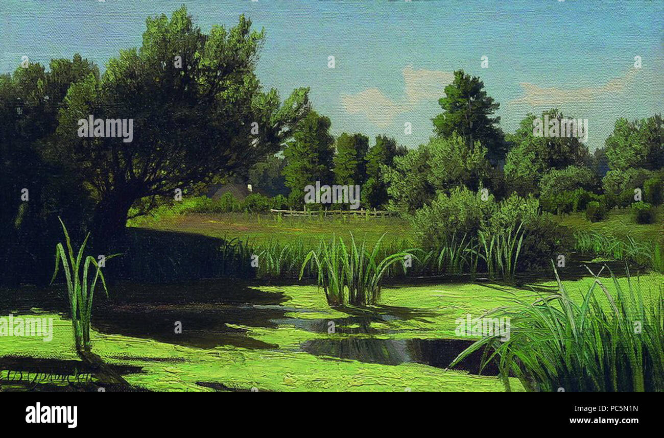684 Пейзаж камыши на реке 1880-1890 Foto Stock