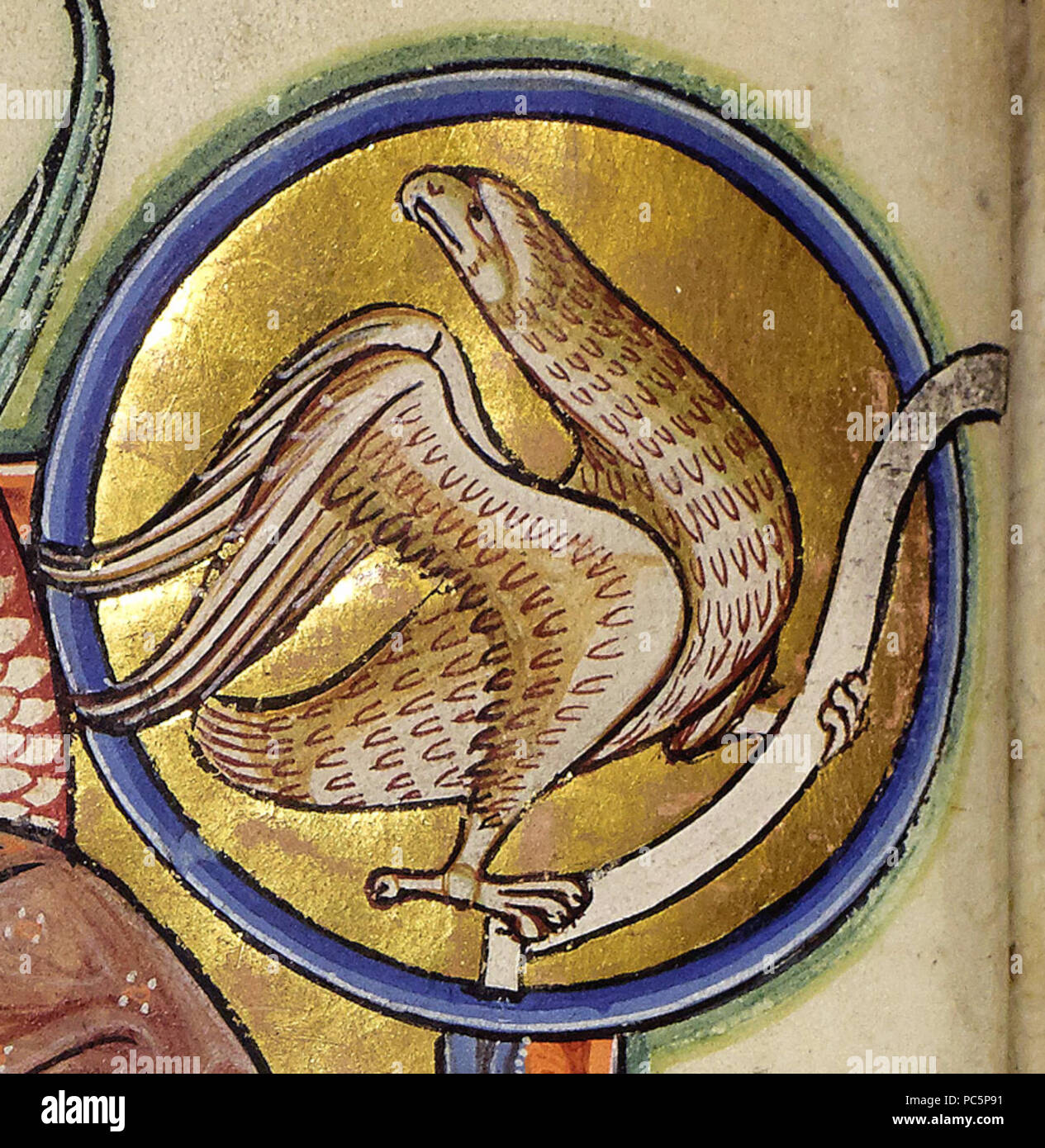 688 Символ евангелиста Иоанна. Фрагмент миниатюры Христос во славе. Абердинский бестиарий Foto Stock