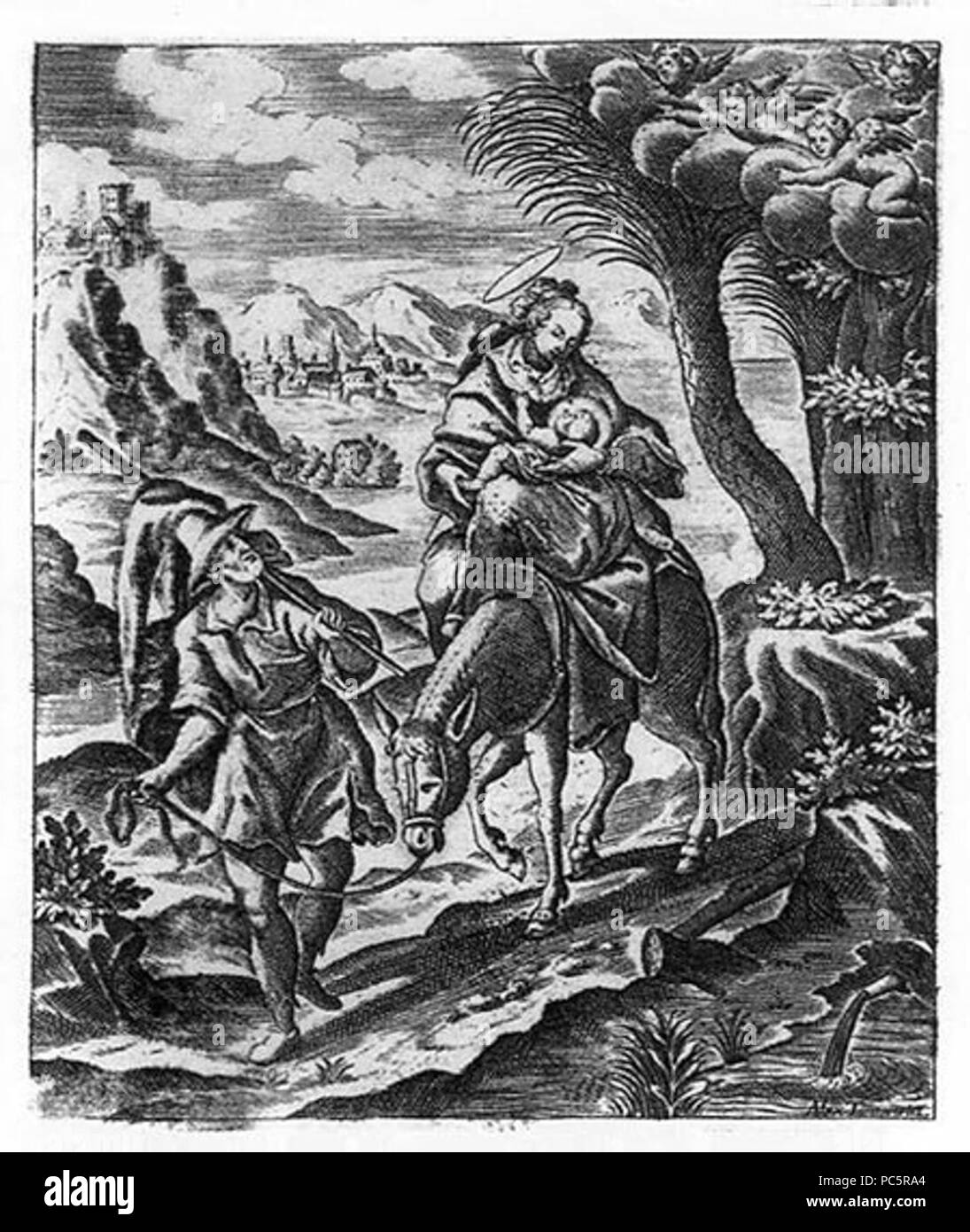 690 Уцёкі ў Егіпет. (З кнігі Rosarium...), 1672-1677 гг. Foto Stock