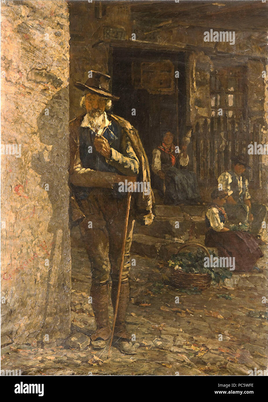 10 Artgate Fondazione Cariplo - Filippo Carcano, tende Tepee di una famiglia di contadini nel Veneto o Scena di vita montana Foto Stock