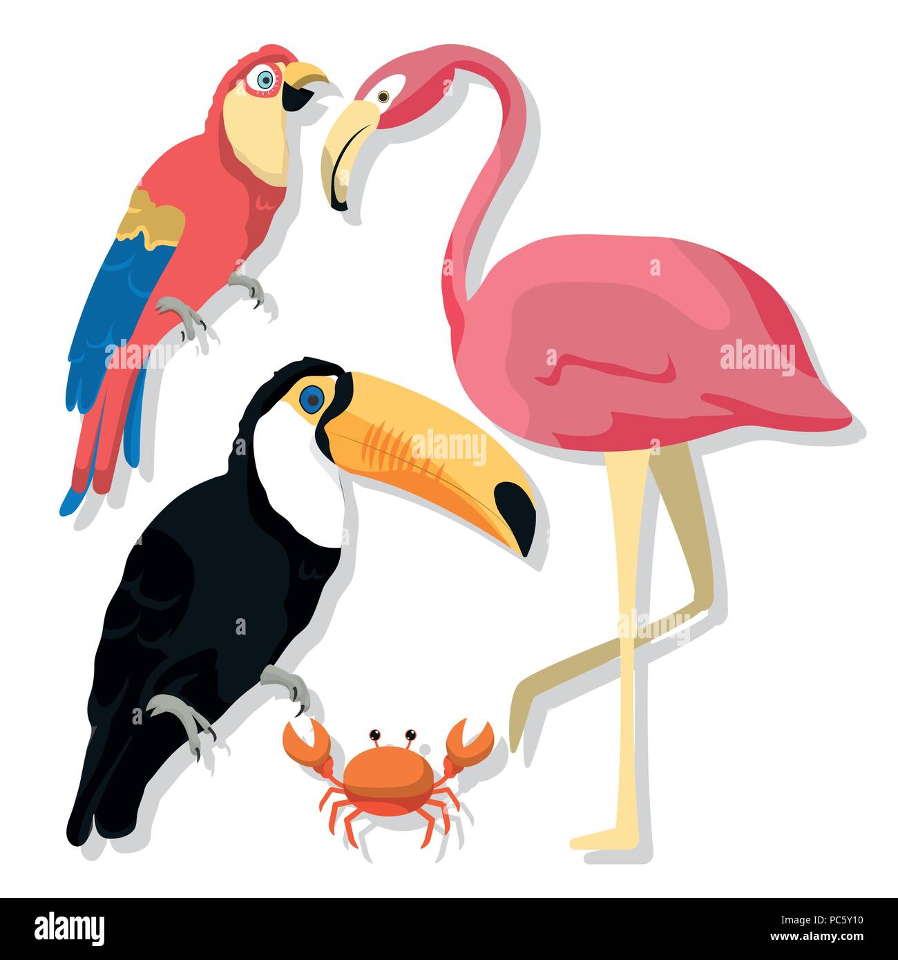 Uccelli esotici cartoni animati Illustrazione Vettoriale