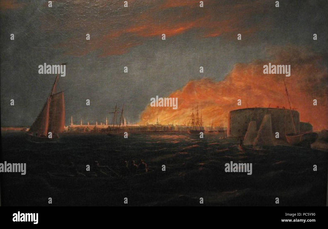 16 Il grande incendio del 1835 da Nicolino Calyo Foto Stock