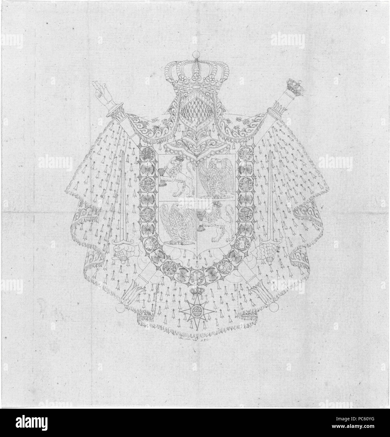 22 Progettazione del royal stemma di Louis Napoléon Bonaparte, da Alphonse Pierre Giraud, 1808 Foto Stock