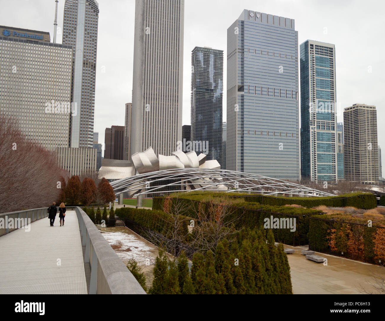 Sullo skyline di Chicago vicino edificio prudenziali Foto Stock