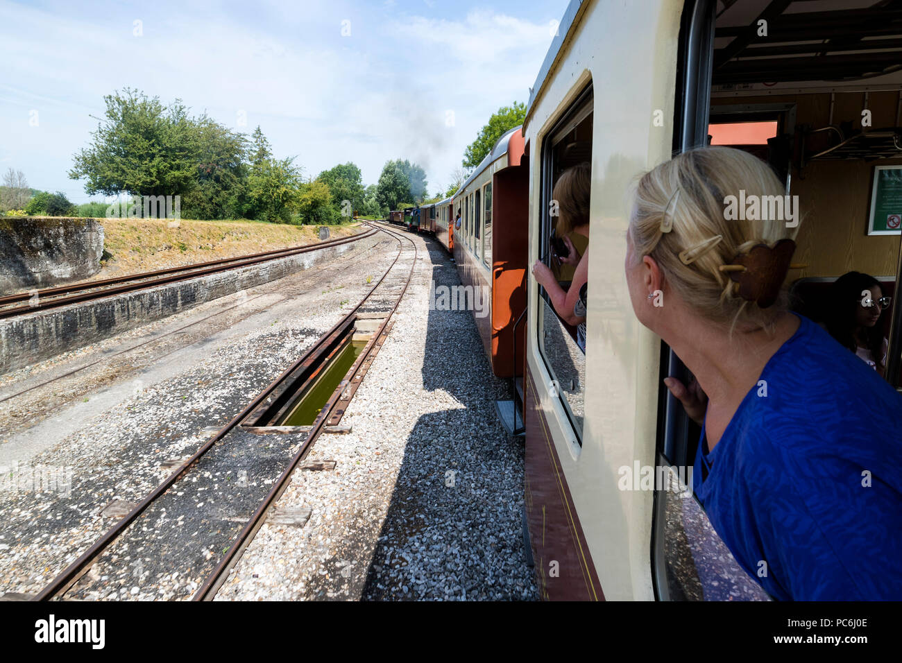 Il Chemin de Fer de la Baie de Somme, treno a vapore, Piccardia, Francia Foto Stock
