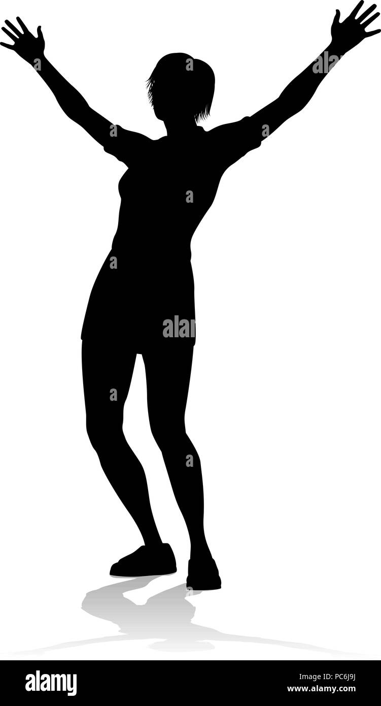 La donna a braccia alzate persona Silhouette Illustrazione Vettoriale