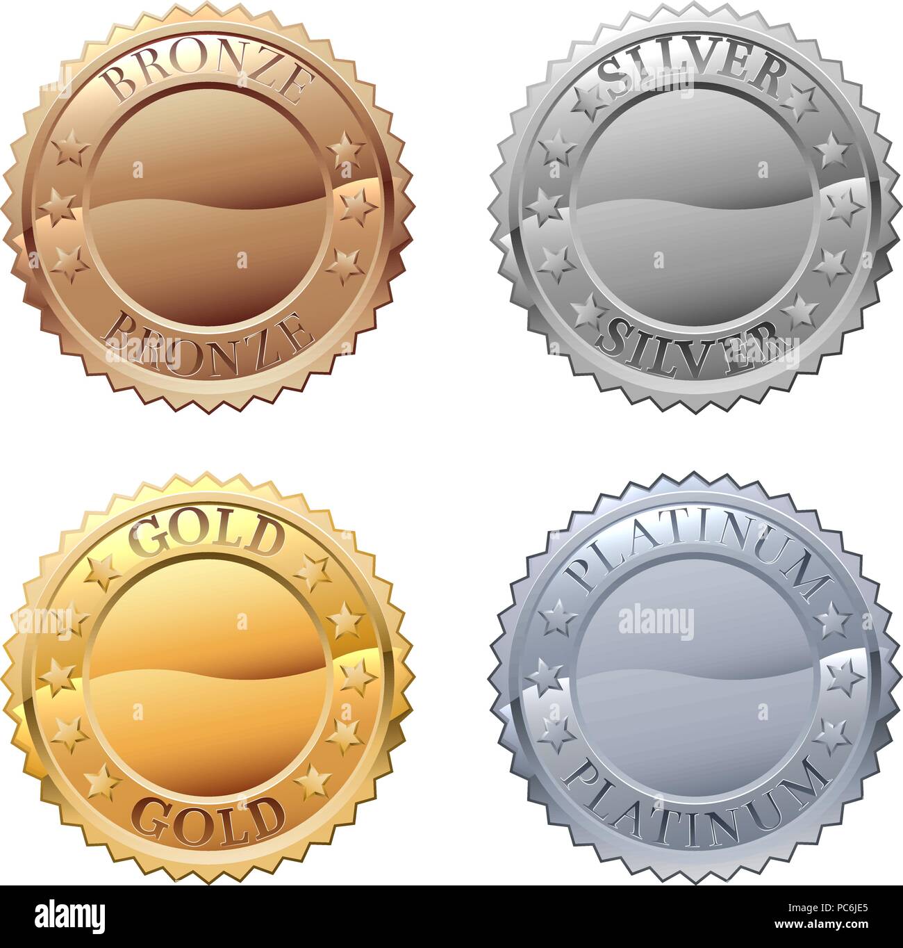 Medaglie icona impostare Illustrazione Vettoriale