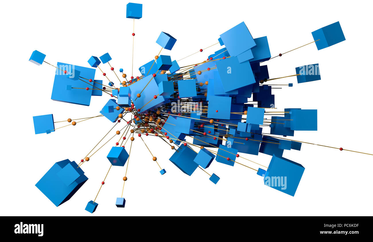 Tecnologia e concetto digitale 3d illustrazione.Internet e scienza design moderno.Mesh e net struttura astratta isolate su sfondo bianco Foto Stock