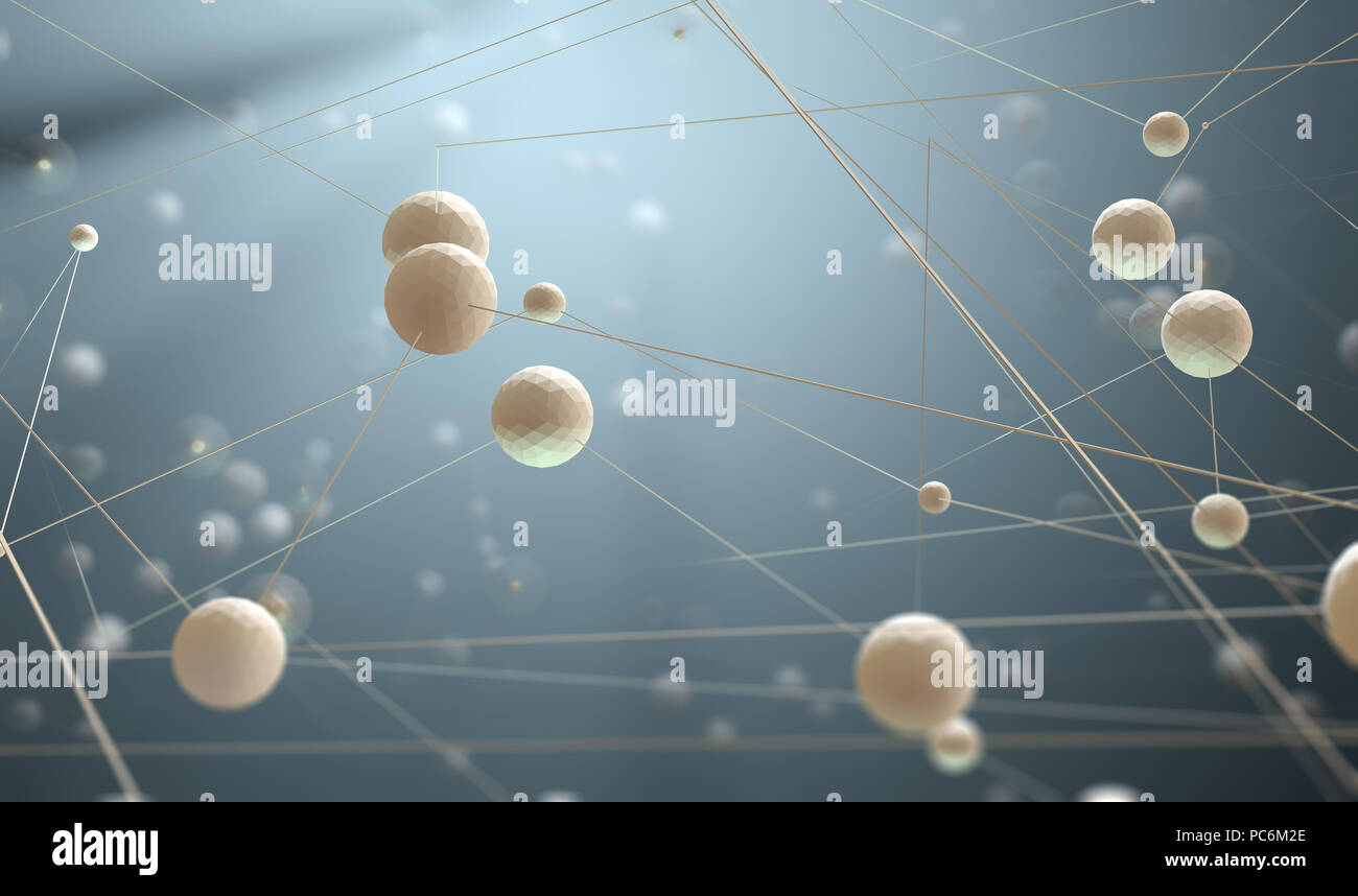 Abstract 3d illustrazione di innovazione scientifica e tecnologia moderna.La scienza e la tecnologia sfondo.Mesh e progettazione di rete Foto Stock