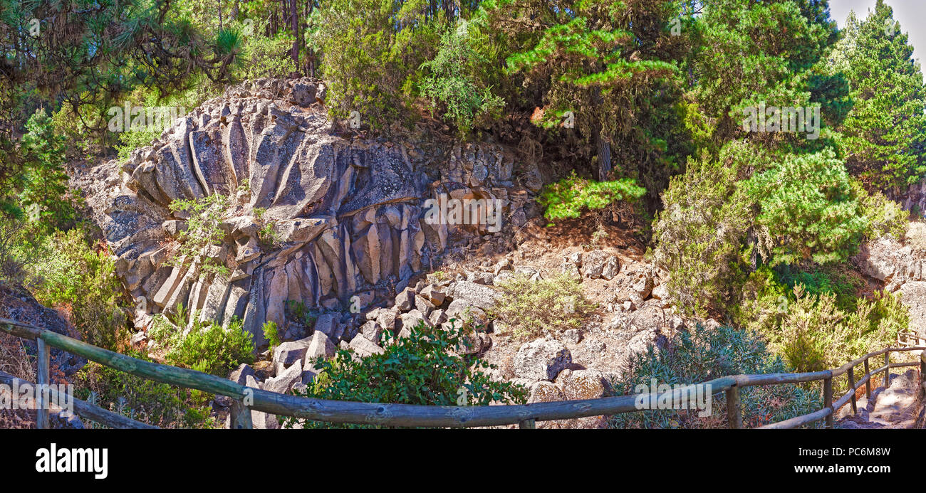 Tenerife i punti di riferimento. La Stone Rose in montagna.rock formazione prodotta dal vulcano.interesse geologico punto in Isole Canarie Foto Stock