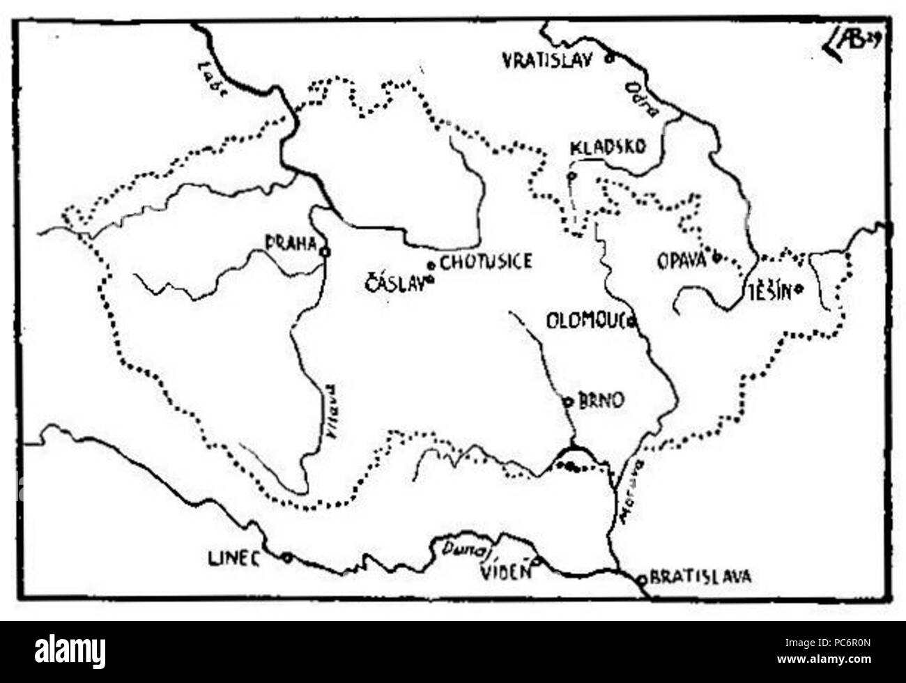 530 Rozsah českého státu od polovice XVIII. stoleti fare světové války Foto Stock