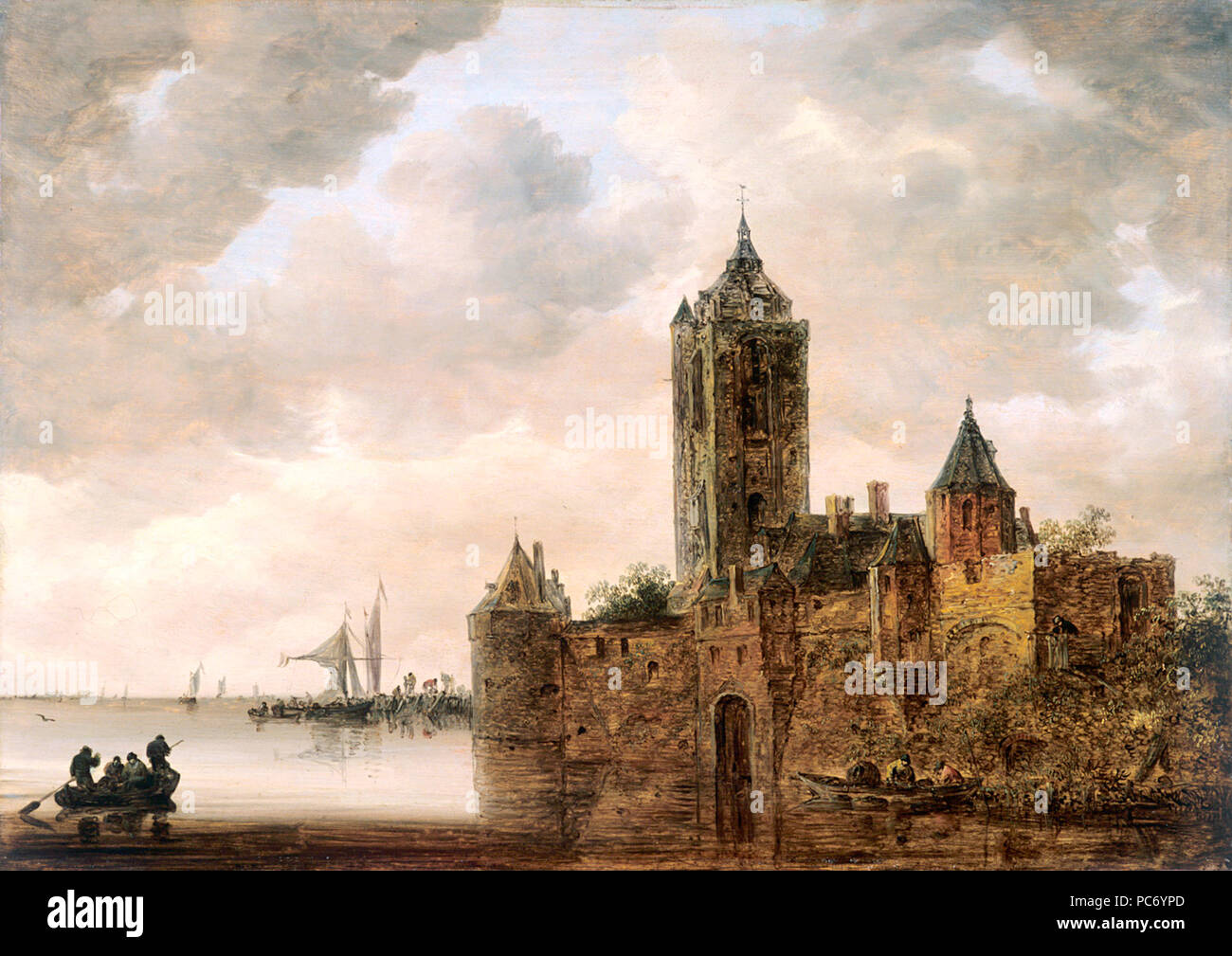 48 Jan Josephsz van Goyen, Onu Château au bord de l'eau Foto Stock